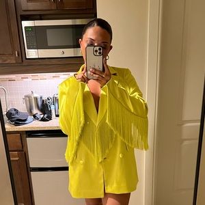 Yellow fringe blazer